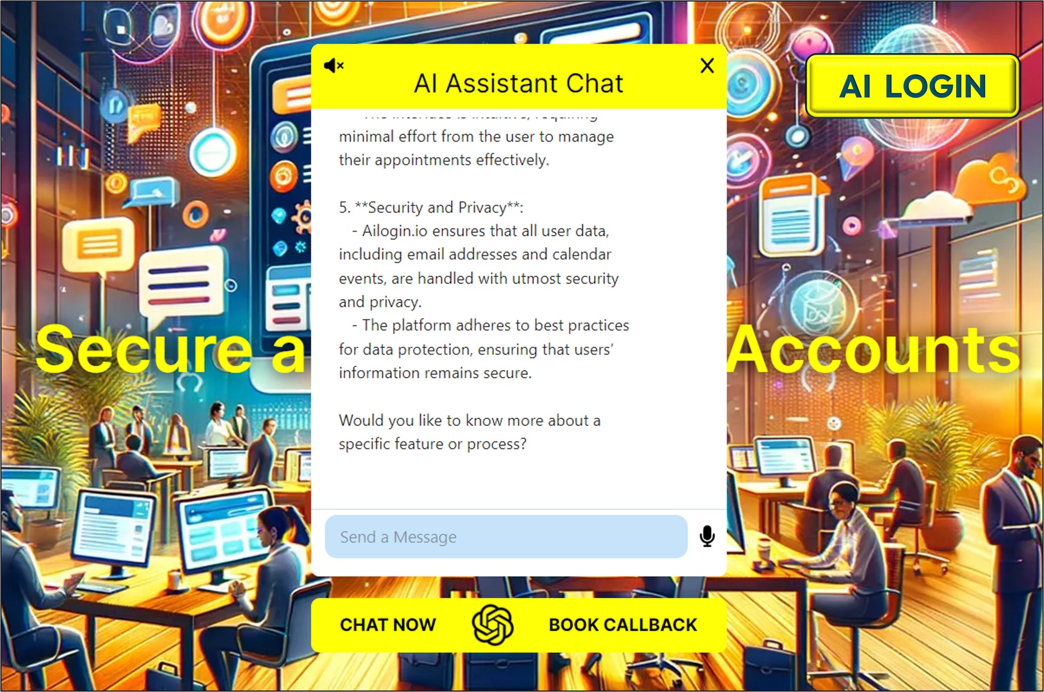 example of chatbot on ailogin.io